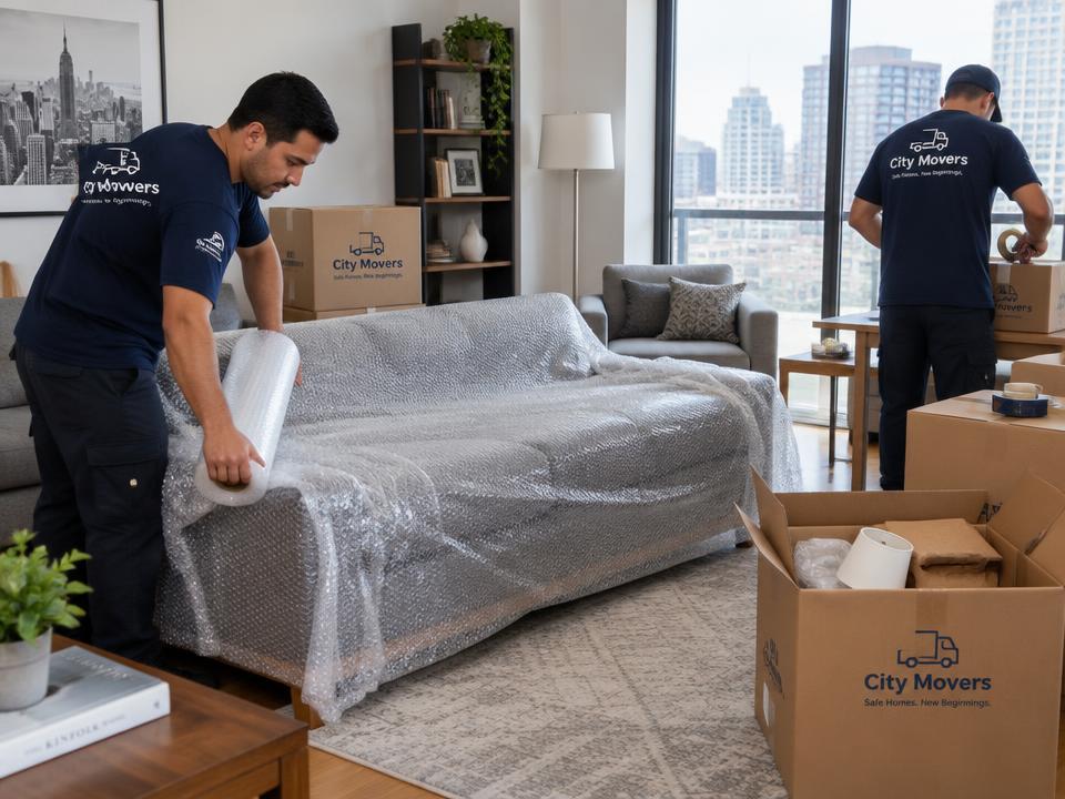Packing furnitur dengan bubble wrap ekstra aman